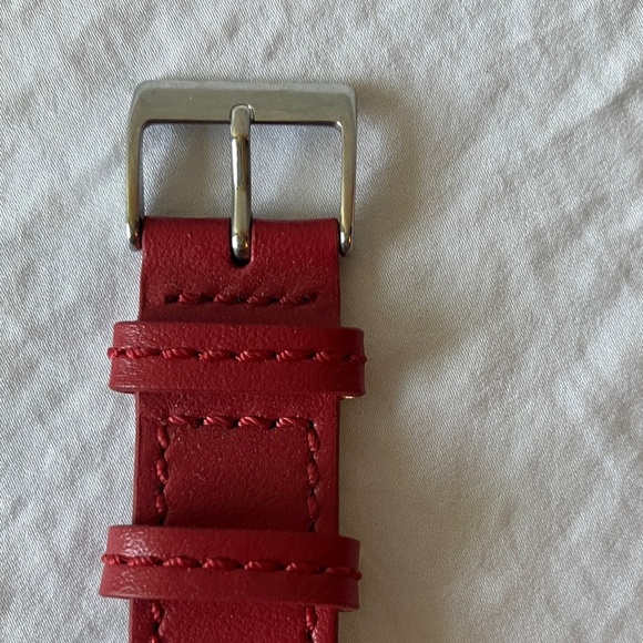 Coach: Red Leather Strap Watch- Silver Tone- Star Charm main image 9